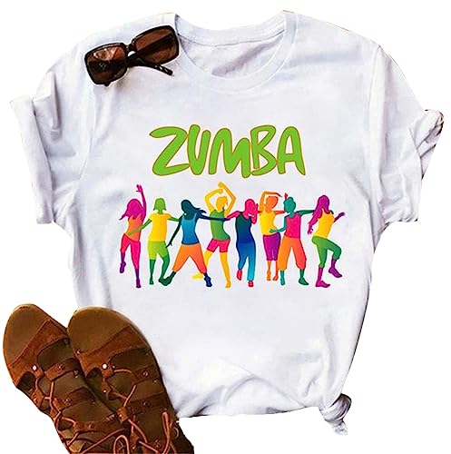 Zumba Athletic Top Grafik Kurzarm Rundhalsausschnitt T-Shirt Dance Workout Top Casual T-Shirt für Frauen Slim Fit