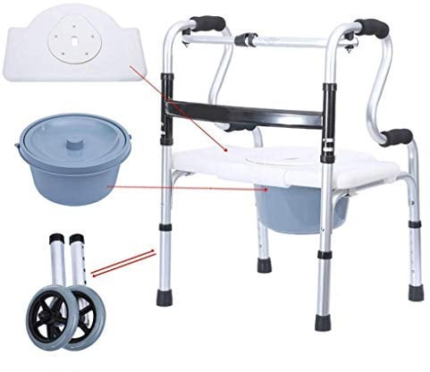 Walker, Rollator Walker mit Duschstuhl und 2 Rädern, Kommode mit Rollen, rollender Duschstuhl mit gepolstertem Toilettensitz für Behinderte und Senioren It's so kind of you