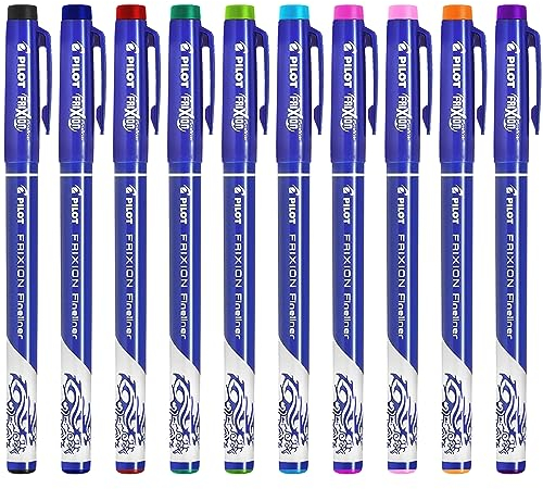 Pilot FriXion Fineliner – Fine Line radierbarer Marker Stifte – 1 von jeder Farbe – 10 Stück