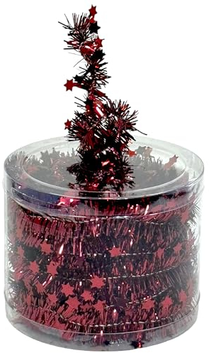 MIJOMA Lametta Drahtgirlande Funkelnde Sterne - 7m Weihnachtsgirlande für Christbaum, Adventskranz, Festliche Deko - Stilvoll & vielseitig für Feiern, Hochzeiten, besondere Anlässe (Ochsenblut)