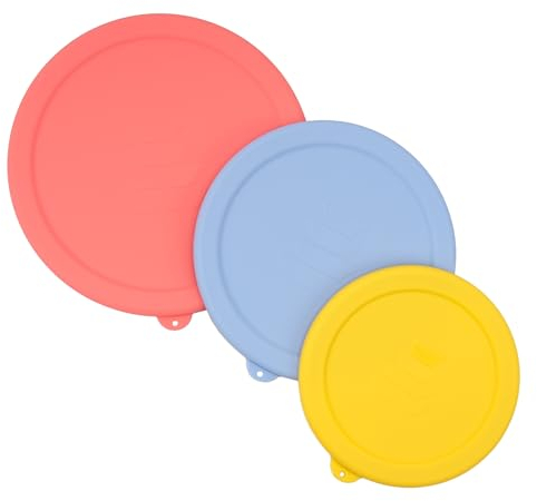 Silicone Replacement Lids Only Fit for Pyrex 322 1 Quart | 323 1.5 Quart | 325 2.5 Quart Prepware Glass Mixing Bowls, Food Grade Silicone Cover, Dishwasher & Microwave Safe (Bowl not included)- 3 Pack