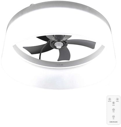 Cecotec Ventilador de Techo con Luz EnergySilence LampAero 650 White Design. Motor DC, 20W, luz LED, 5 Aspas de 17, Control remoto, 6 Velocidades, 3 Tonos de luz, Temporizador, Modo winter/summer
