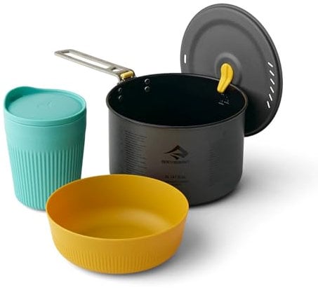 Sea to Summit Frontier Ultralight One Pot Cook Set, 1-Person (Pot, Bowl, Mug) - Camping Cookware - Hard-anodized Aluminum Alloy, EU Food-Grade Polypropylene - 2.0L - Red