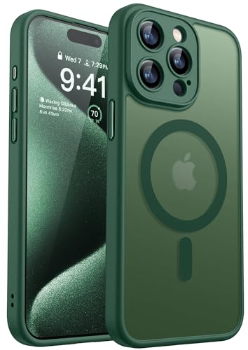CANSHN 2024 Neu für iPhone 15 Pro Max Hülle mit Kameraschutz für Magsafe (TOP Militärschutz & Magnetkraft) Extrem Haltbarkeit Hülle iPhone 15 Pro Max Case Stoßfest, Dunkelgrün