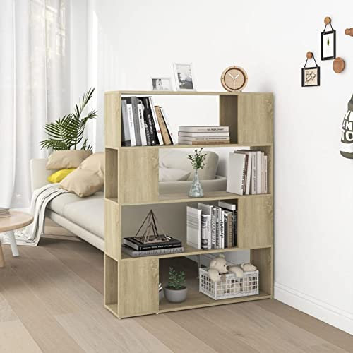 Rantry Bücherschrank, Raumteiler, Sonoma-Eiche, 100 x 24 x 124 cm, Bücherregal, Lagerregal, Standregal, Regal für Wohnzimmer, Zuhause, Büro, Möbel, Bücherregal