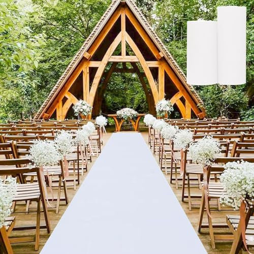 Tapis d'allée pour cérémonie de mariage, tapis d'événement blanc de 10 m, 20 m, 30 m, épaisseur de 2 mm, tapis de sol antidérapant tapis passerelle de mariée pour décoration de fête d'église mariage (