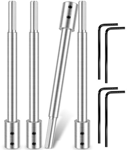 Caffney 4Pcs Forstner Bit Extension Metal 6-11/16Inch Extra Long Forstner Drill Bit Extension Rod Sturdy Drill Bit Extension Post with 4 Wrench for Forstner Drill Bit HHD(silver)