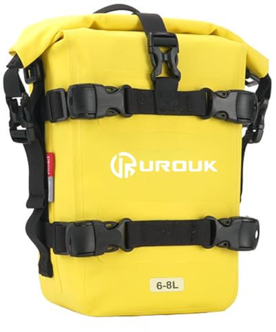UROUK Sturzbügel Seitentaschen Tasche 6L 10L Wasserdicht Motor Motorrad Stoßstangen Seitentasche Tasche Motorräder Seitenrahmen Seitenkoffer HecktascheTasche mit Schultergurten (1, Gelb, 6L)