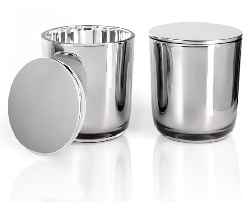Aroparc Bulk Candle Jars with Lids, 284.5 g Elegant Candle Container for Candle Making 12 Pack Empty Candle Holder with Metal Lids Tumbler Jar Candle Tins Candle Making Supplies (Stainless Steels)