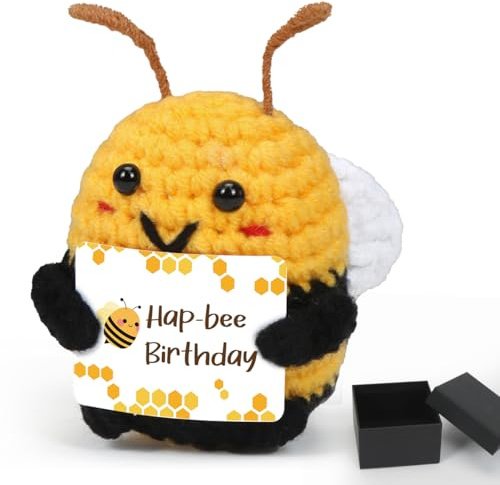 Cadimus Biene Geburtstagsgeschenk,Positive Biene Geschenke,Geburtstagsgeschenk für Freunde Kollegen Familie Freundin,Handgemachte Geburtstags Bienen Kuscheltier