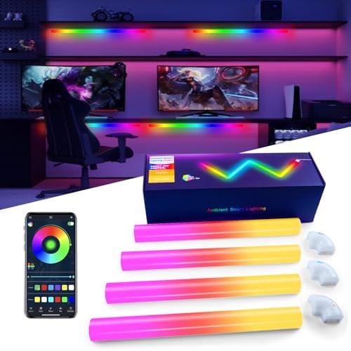 Smart LED Light Bars, Led Bar, Glide Wall Lights, Creative Music Sync LED Gaming Light TV Backlight with App Control, RGB Lightbar Wall Light for Room Decoration,Desk,Gaming Accessories Stuff