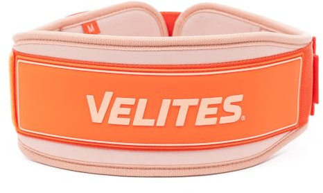 Velites Cinturón Lumbar para levantamiento de peso I Cinturón Halterofilia I Sujeción y comodidad I Para peso muerto, sentadillas, levantamientos, ejercicos con cargas máximas. (Orange, Large)
