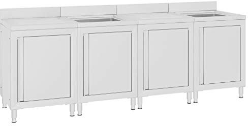 SKM Mobiletto da Cucina con Lavandino in Acciaio Inox 240x60x96 cm (Weight-95,6KG)