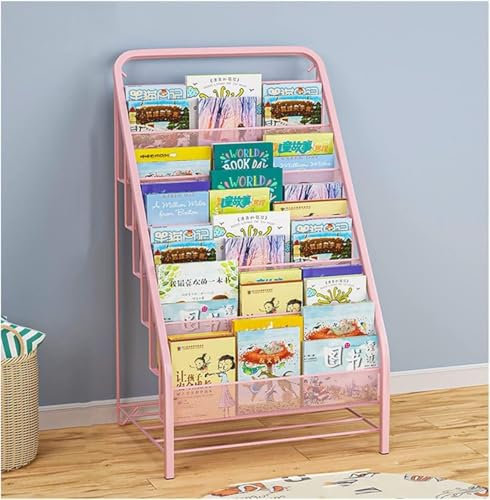 GWWBD Bücherregal, 6 Ebenen, bodenstehend, Zeitschriftenständer, Ausstellungsaufbewahrung, Organizer, Regale (Größe: 6. Etage, Farbe: Pink)