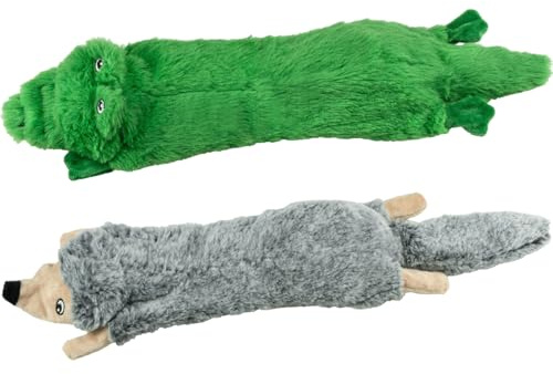 SHARLOVY Lot de 2 Jouets couineurs pour Chien sans Rembourrage en Peluche froissée pour Grande Race, Durable, Jouets à mâcher Mignons pour Chiot