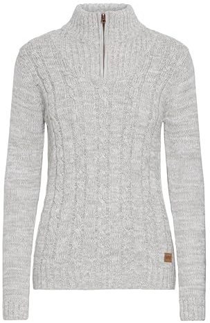 OXMO OXPhepe Damen Strickpullover Troyer Grobstrick Pullover