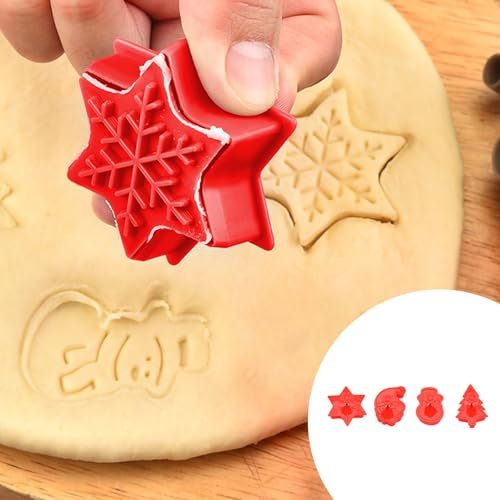 Weihnachtsplätzchen, Kuchenformen, Plätzchenformen, 4-teiliges Set, DIY-Backformen, Kuchen, Flip-Werkzeuge, Kuchenformen, geeignet für Heimküche