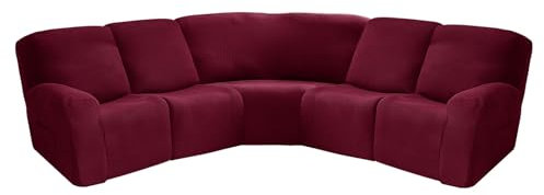Mswborml F, 7-Teiliger Sofabezug Ecksofa 5 Sitzer, L Form, Elastische Sofa Überzug für Ecksofa mit Hoher Lehne, Sessel Bezug Stretch 4-Sitzer und 1 Ecksitz, Schonbezug für Liege, Ecksofa Waschbar