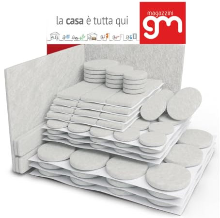 MagazziniGM Kit di Feltrini Adesivi per Sedie e Mobili,le migliori protezioni da mobili pesanti per pavimenti anche in legno e laminato (Bianco, 150)