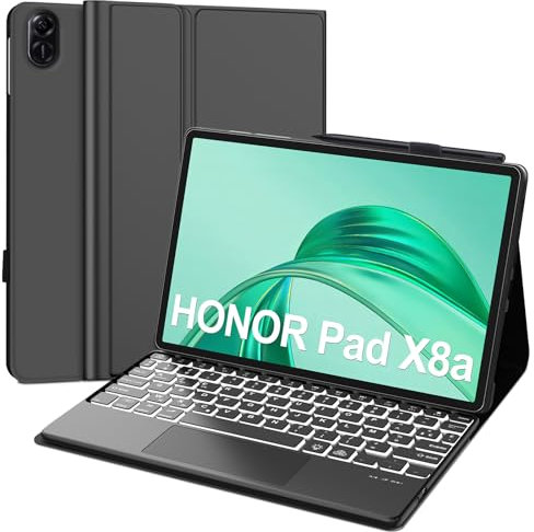 JADEMALL Clavier avec Touchpad pour Honor Pad X8a 11 2024, AZERTY Français Clavier Retroilluminata Bluetooth Magnétique Détachable avec Trackpad pour Tablette Honor Pad X8a 11 Pouces 2024, Noir
