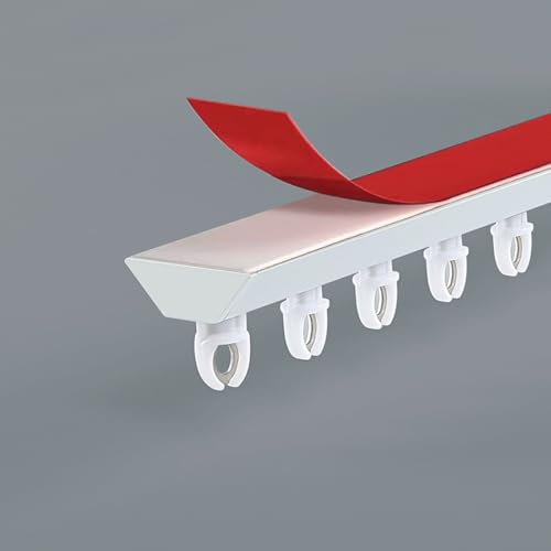 Selbstklebende T-Vorhangschiene aus Aluminiumlegierung, für nach innen öffnende Fenster, Erkerfenster, Wohnmobile, Montagemöglichkeiten für Decke oder Wand, ultradünnes Profil