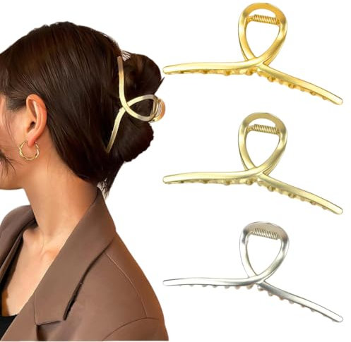 3 pezzi pinze per capelli grandi in metallo, per capelli lunghi, spessi e pesanti, antiscivolo, dalla presa forte, alla moda, per creare acconciature, per donne e ragazze,pinza capelli donna