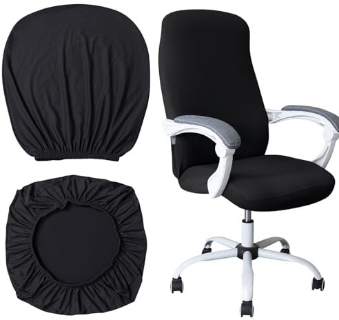 LINGJIA Housse pour Chaise, Extensible, Pivotante Noire, Amovible, Bureau, Jeu