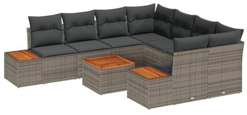 vidaXL Garten-Sofa-Set 9 STK. Grau Poly Rattan