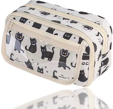 Federmäppchen Katze, Mäppchen mit 9 Fächern Großem, Kawaii Federtasche, Tragbares Federmäppchen, Großes Mäppchen, für Schule und Büro