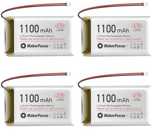 YELUFT 3,7 V 1100 mAh LiPo Akku für ESP32, Meshtastic Node 4 Stück | 1S Wiederaufladbare Batterie, JST 1,25 Stecker, Eingebaute Schutzplatine, Schutz vor Überladung und Tiefentladung