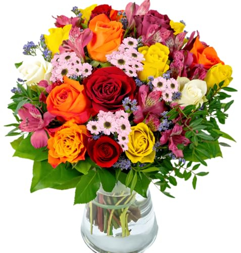 Blumenstrauß Farbtraum XL“ | Rosen, Inkalilien, Statice & Mehr | Bunt | Top Qualität | 7-Tage-Frischegarantie | Wunderschöne Geschenkidee