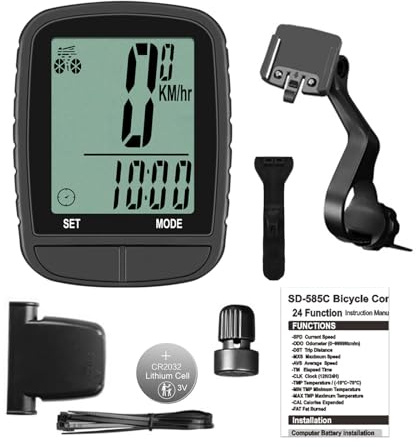 BuyWeek Fahrradcomputer, 24 Funktionen Fahrradtacho Kilometerzähler Auto Schlaf Aufwachen Hintergrundbeleuchtung Regendicht Fahrrad Computer