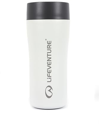 Lifeventure One-Touch Thermal Mug, 360° Push-Click Commuter Lid, 350ml | Leakproof Lid with all-round drinking, keeps hot drinks hot for up to 4 hours & cold drinks cool for up to 10 hours, Grey