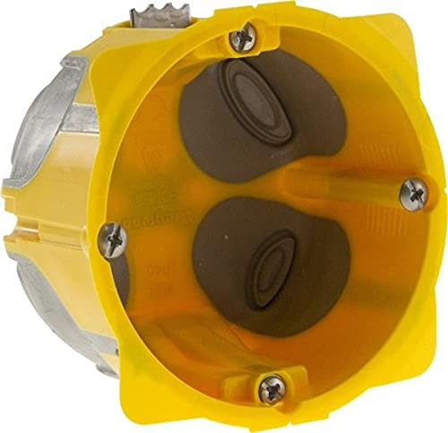 Legrand 080031 Boîte Étanche MonoPoste Ecobatibox Diamètre 67mm ou 2 Modules, 50mm Profondeur, Jaune, Lot de 25