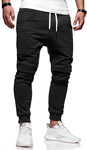 behype. Herren Lange Trainingshose Jogging-Hose Sport-Hose Basic 60-0341 Schwarz L
