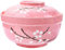 Whitenesser Ceramic Ramen Bowls with lids Japanese Big Porcelain Instant Noodle Bowl with Lid for Soup Rice and Porridge Pink