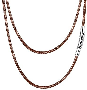 FaithHeart Cordon pour Pendentif Homme Femme - Collier Cuir Tressé 3mm Waterproof - Tour de Cou avec Fermoir Acier Inoxydable - Marron Imperméable 55 cm (22 Pouces)