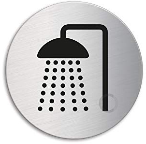 Türschild Schild Dusche Edelstahl Ø 60 mm selbstklebend Nr.7275