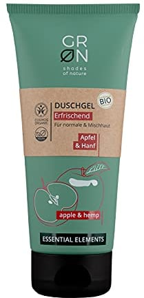 G R N shades of nature Biokosmetik Duschgel Erfrischend - Bio-Hanf & Bio-Apfel - für alle Hauttypen - fruchtiger Duft - vegan, 200 ml