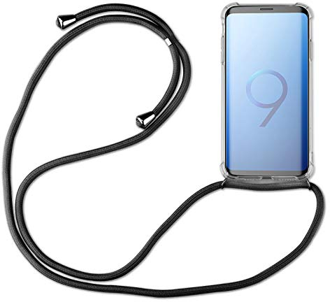 Hülle Kompatibel mit Samsung Galaxy S9 | Handykette Smartphone Halskette Hülle mit Band | Handyhülle mit Kordel zum Umhängen Kompatibel für Galaxy S9 | Schwarz