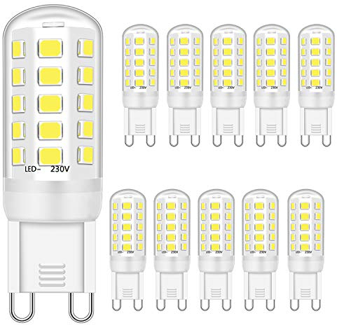 Ugvmn G9 LED leuchtmittel 3W Entspricht 28W 33W 40W Halogenbirnen, G9 LED Lampen Kaltweiß 6000K, G9 Glühbirne, G9 Fassung LED Lampen, Kein Flackern, Nicht dimmbar, AC 220-240V,10er Pack