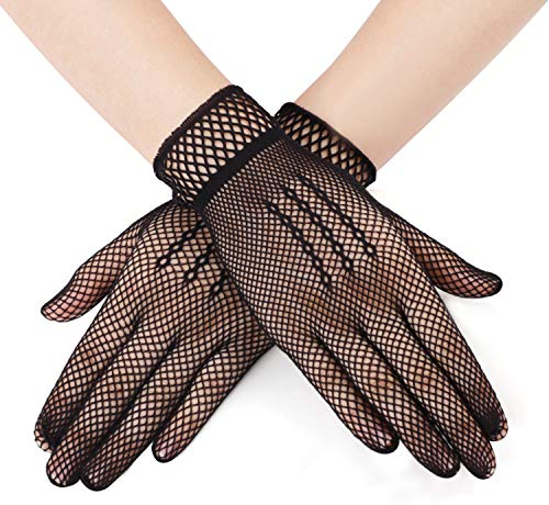 5 Paar Damen Spitzenhandschuhe Etikettehandschuhe Hochzeit Braut Gloves Sommerhandschuhe Atmungsaktiv Anti-UV Sonnenschutz für Aufführungen, Bankette, Karnevale, Tänze, Ehrengarde, Feierlichkeiten