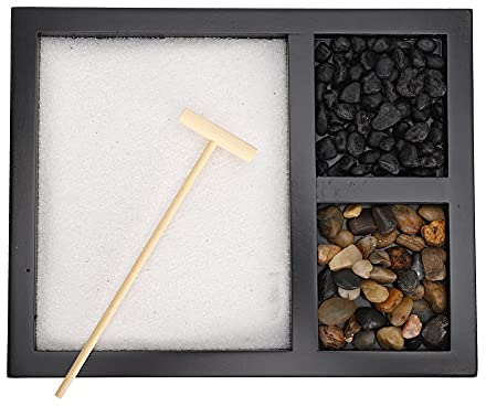 Decoración de Bandeja de con Mar y Piedra Micro Paisaje Zen Decoraciones de jardín Set para Accesorios de decoración de casa de té de Oficina en casa