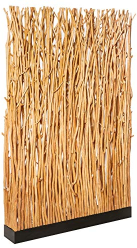 invicta INTERIOR Handgefertigte Stehlampe Natural PARAVENT 180cm Longan-Holz Raumtrenner LED Stehleuchte Wohnzimmerleuchte