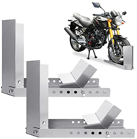 Aufun Motorradwippe Verladehilfe Motorrad Wippe Vorderrad Radhalter Motorradständer Vorderradklemme Motorrad Ständer für Anhänger Transportständer Radwippe (2 Stück)
