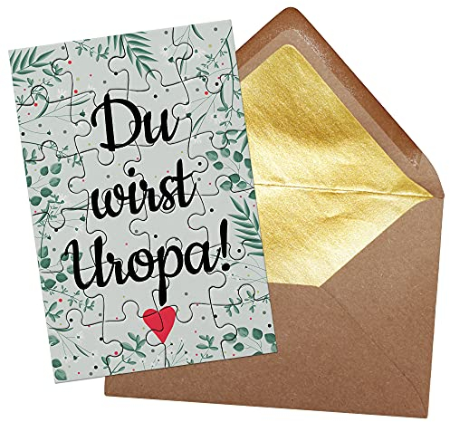 PR Print Royal Foto-Puzzle - Du wirst Uropa - inkl. Briefumschlag mit Gold-Inlay - Geschenk für Opa - Uropa - Verkündung Geburt & Schwangerschaft - 24 Teile