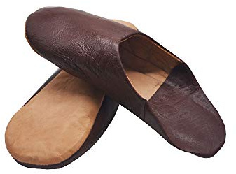Babuchas o Zapatillas marroquíes unisex de Cuero autentico para Andar por casa (marrón oscuro, numeric_42)