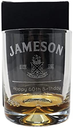 Regalo Personalised Engraved Dimple Glass Tumbler - Jameson Label Design (Cardboard Gift Box)