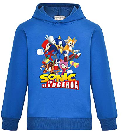 SharkBebe Boys and Girls Hoodies Kids Cotton Long Sleeve Costume Child Sweatshirt Little Outfits School Top Blue 4-5 Years