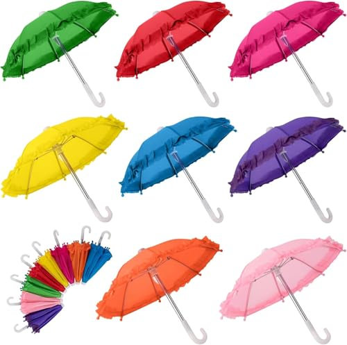AUEAR, Paquete de 8 mini paraguas coloridos lindos paraguas pequeños para accesorios de fotografía, accesorios de fotografía, suministros de decoración del hogar